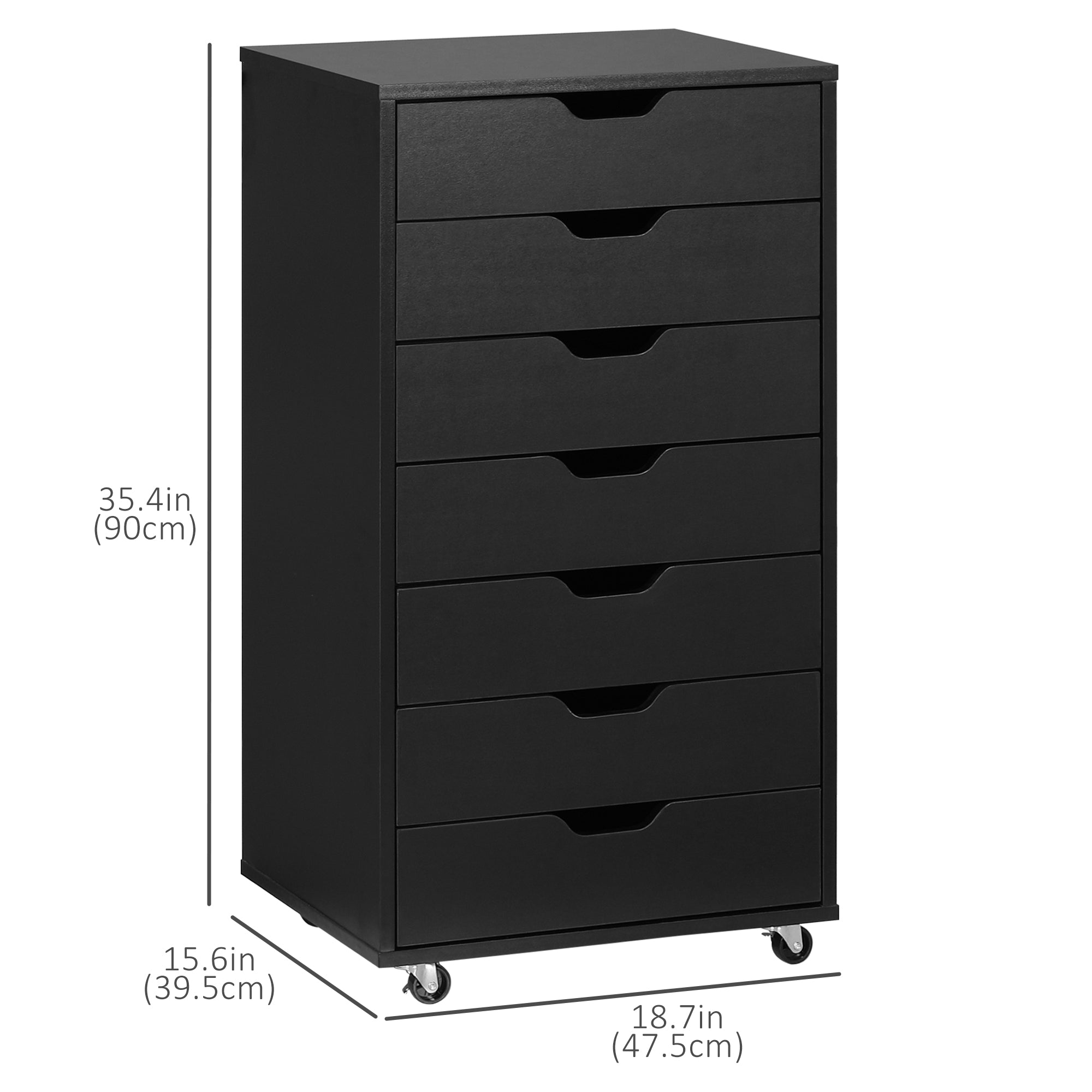 7-drawer Vertical File Cabinet for Home Office, Storage Cabinet with Wheels, 18.7