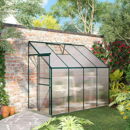 Walk-In Garden Greenhouse Aluminum Polycarbonate with Roof Vent for Plants Herbs Vegetables 8' x 4' x 7' Silver Walk In Greenhouses   at Gallery Canada