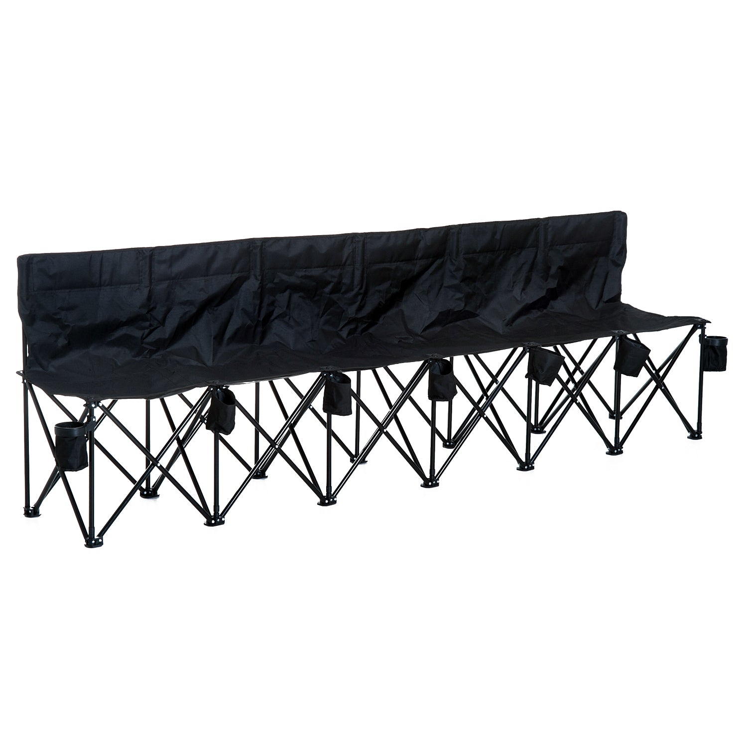 6 Seat Folding Camping Chair with Cup Holder and Carrying Case for Camping, Picnic, Sport Events, Black Picnic Tables & Camping Chairs at Gallery Canada
