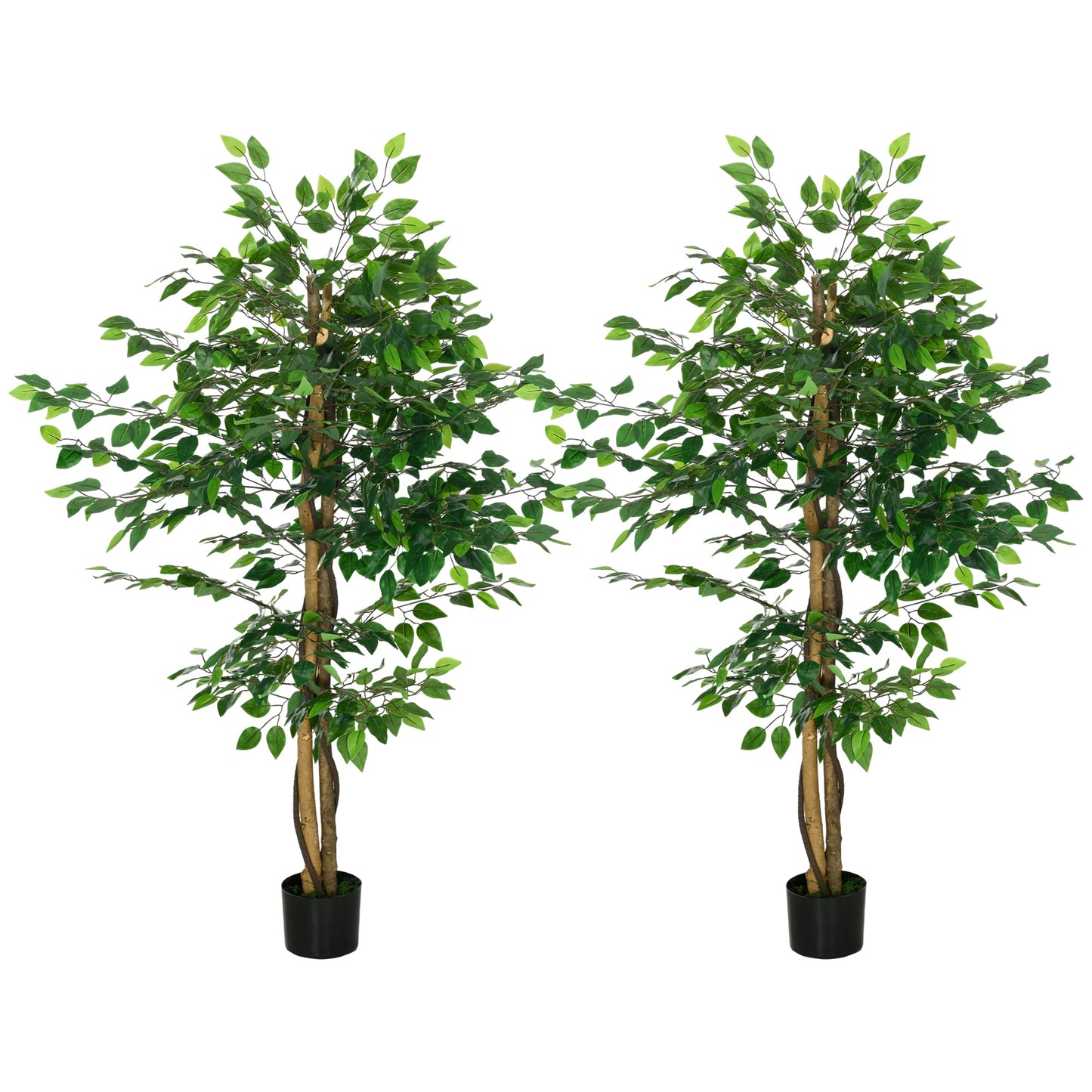 Set of 2 5ft Artificial Trees Ficus, Indoor Outdoor Fake Plants with Pot, for Home Decor Artificial Trees Green  at Gallery Canada