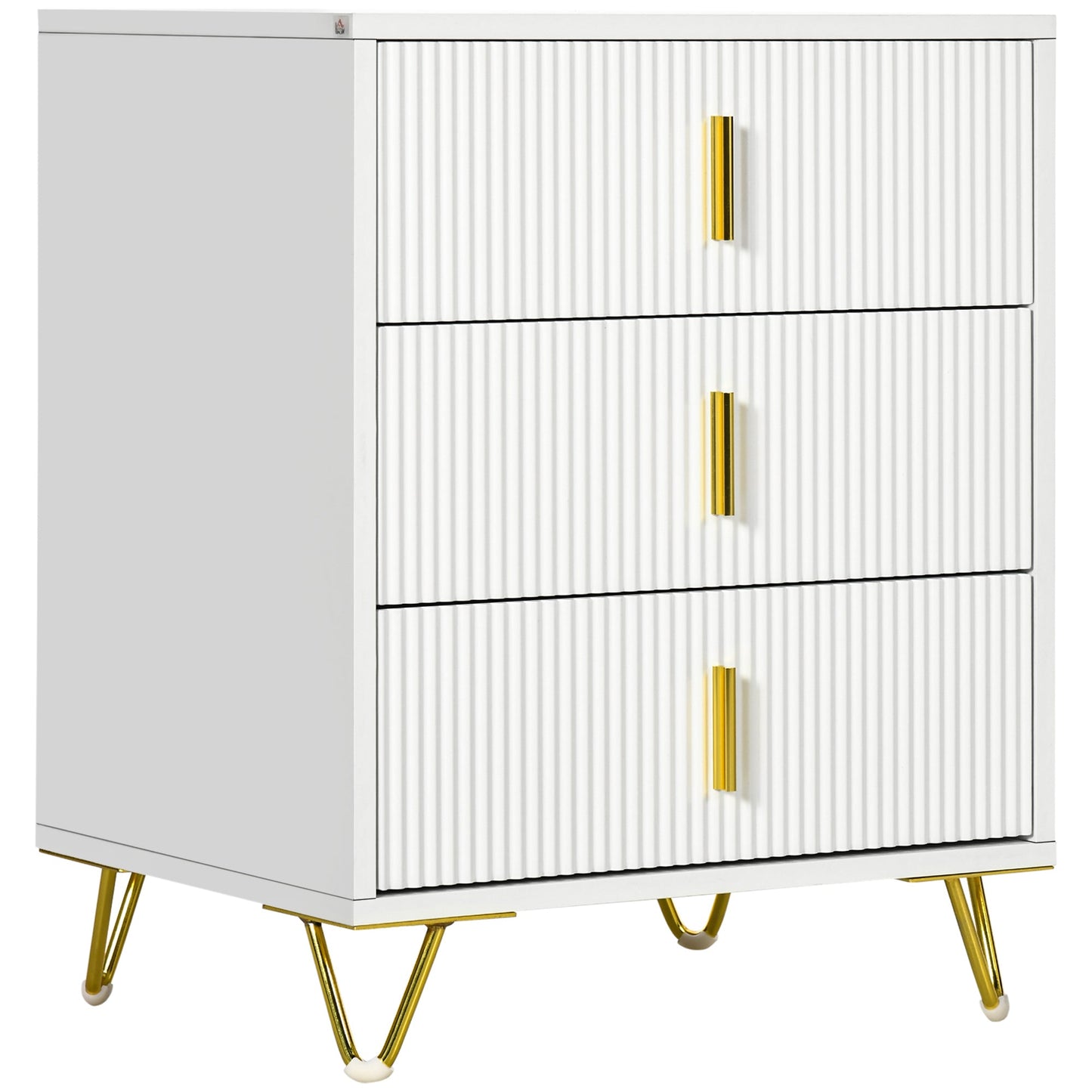 Drawer Chest, 3-Drawer Storage Cabinet Unit with Metal Legs for Living Room, 19.7"x15.7"x24.8", White Storage Cabinets White  at Gallery Canada