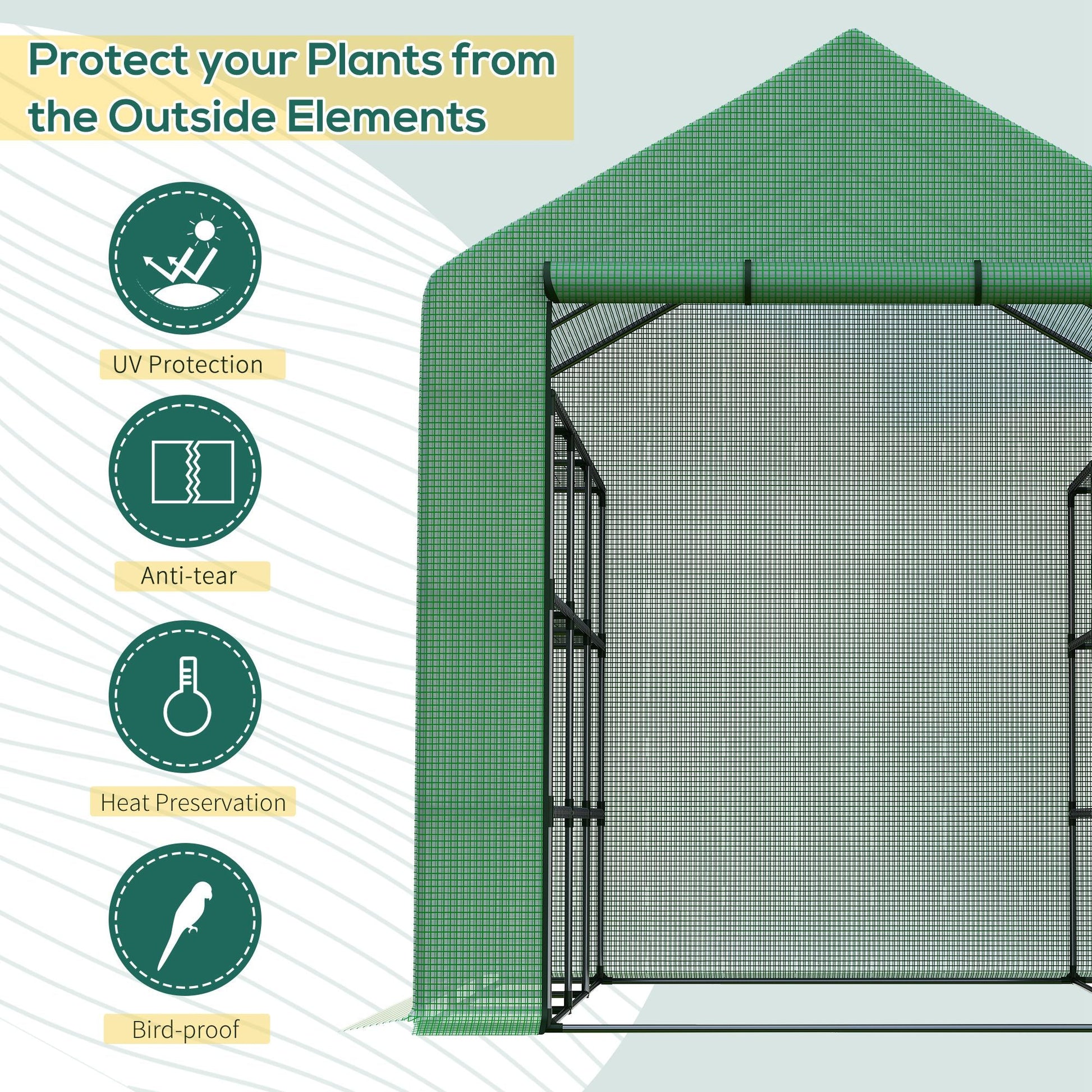 8' x 6' x 7' Portable Walk-In Greenhouse Hot House with 18 Shelves, Water/UV Resistant Weather Cover, &; Roll Up Door Walk In Greenhouses   at Gallery Canada