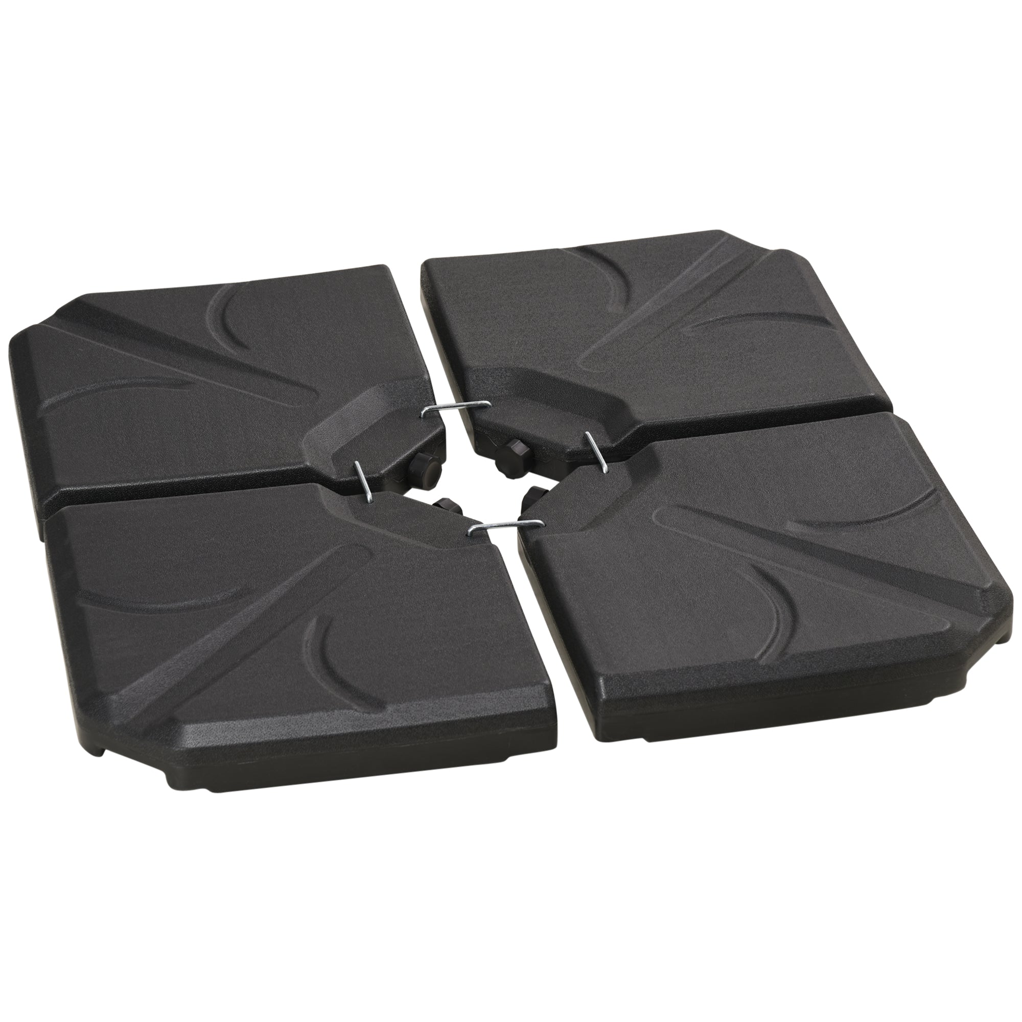 4 Piece Umbrella Base Stand Cantilever Offset Patio Umbrella Weight Plates w/ U Locking, 123 lb Capacity Water or 158 lb Capacity Sand, Black Umbrella Bases Black at Gallery Canada