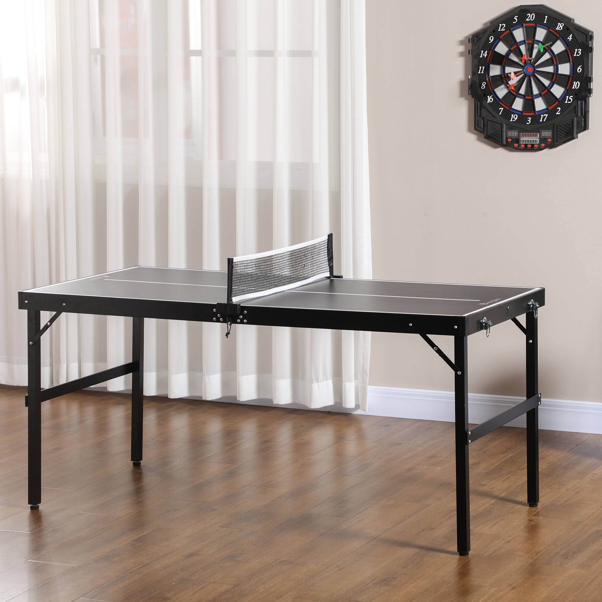 Mini Folding Table Tennis Table with Aluminium Frame, Portable Outdoor Ping Pong Table with Net for Indoor Outdoor Garden Camping, Black Game Tables at Gallery Canada