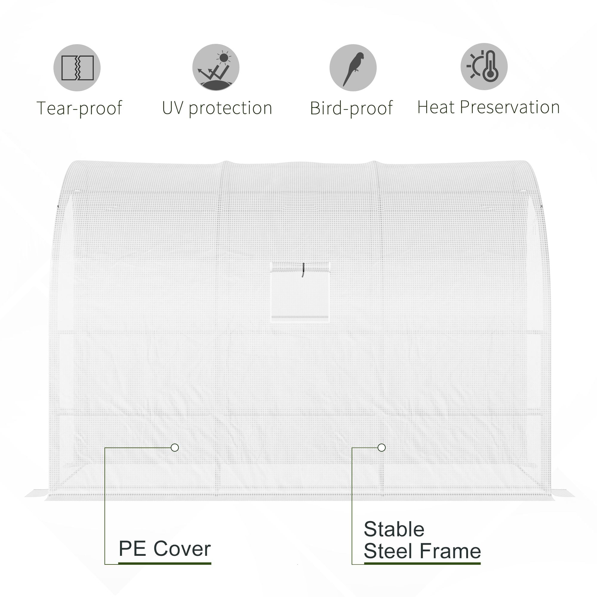 Walk-in Wall Lean-to Greenhouse, 10' x 5' x 7' Outdoor Gardening Green House with PE Cover, Windows, Shelves and 2 Zipper Doors, White Walk In Greenhouses   at Gallery Canada