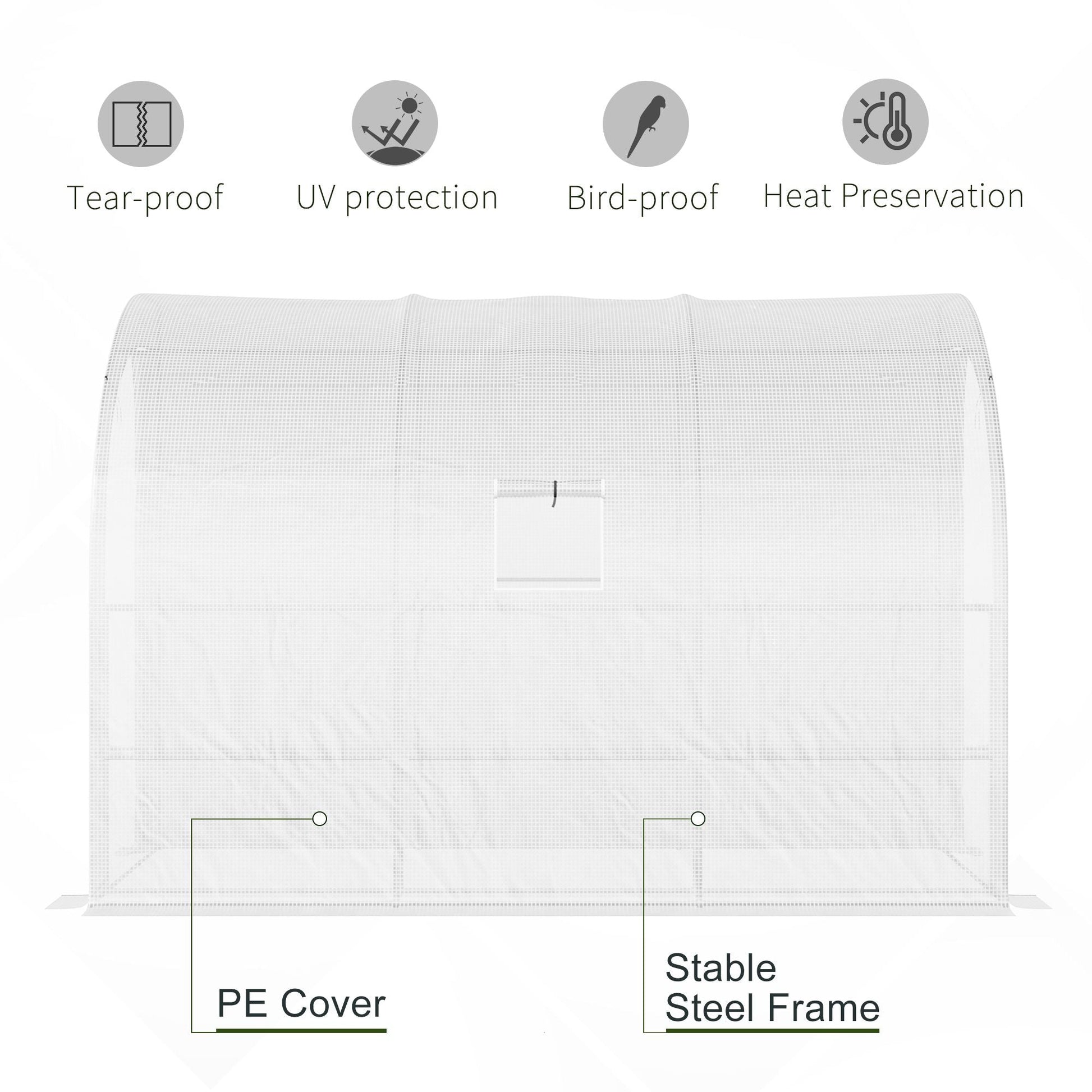 Walk-in Wall Lean-to Greenhouse, 10' x 5' x 7' Outdoor Gardening Green House with PE Cover, Windows, Shelves and 2 Zipper Doors, White Walk In Greenhouses   at Gallery Canada