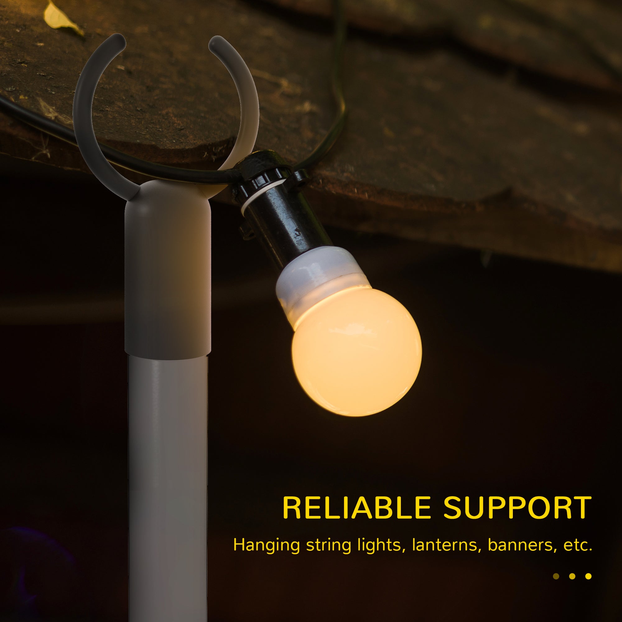 2 Pack of 10' String Light Poles, Steel Hanging Lighting Stand for Patio, Backyard, Deck, Wedding, Party, Black Lighting & Ceiling Fans at Gallery Canada