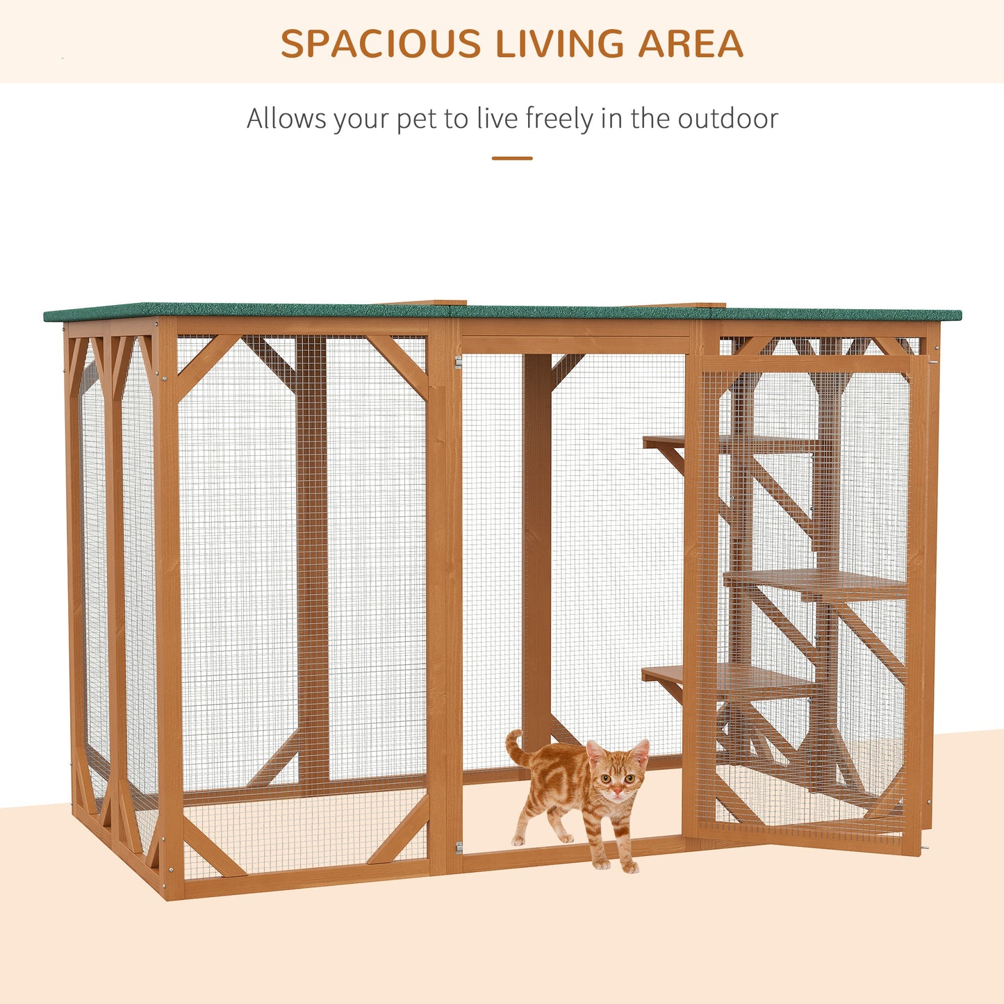 Multi-Level Cat Cage Catio with Waterproof Roof and Lock for Small Pets, Orange Outdoor Cat Enclosures   at Gallery Canada