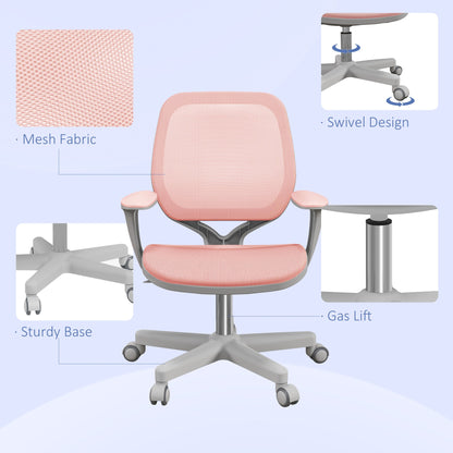 Office Chair, Small Computer Desk Chair with Mesh Back, Swivel Security Castors, Arm, Pink - Gallery Canada