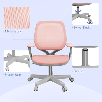 Office Chair, Small Computer Desk Chair with Mesh Back, Swivel Security Castors, Arm, Pink Task Chairs   at Gallery Canada