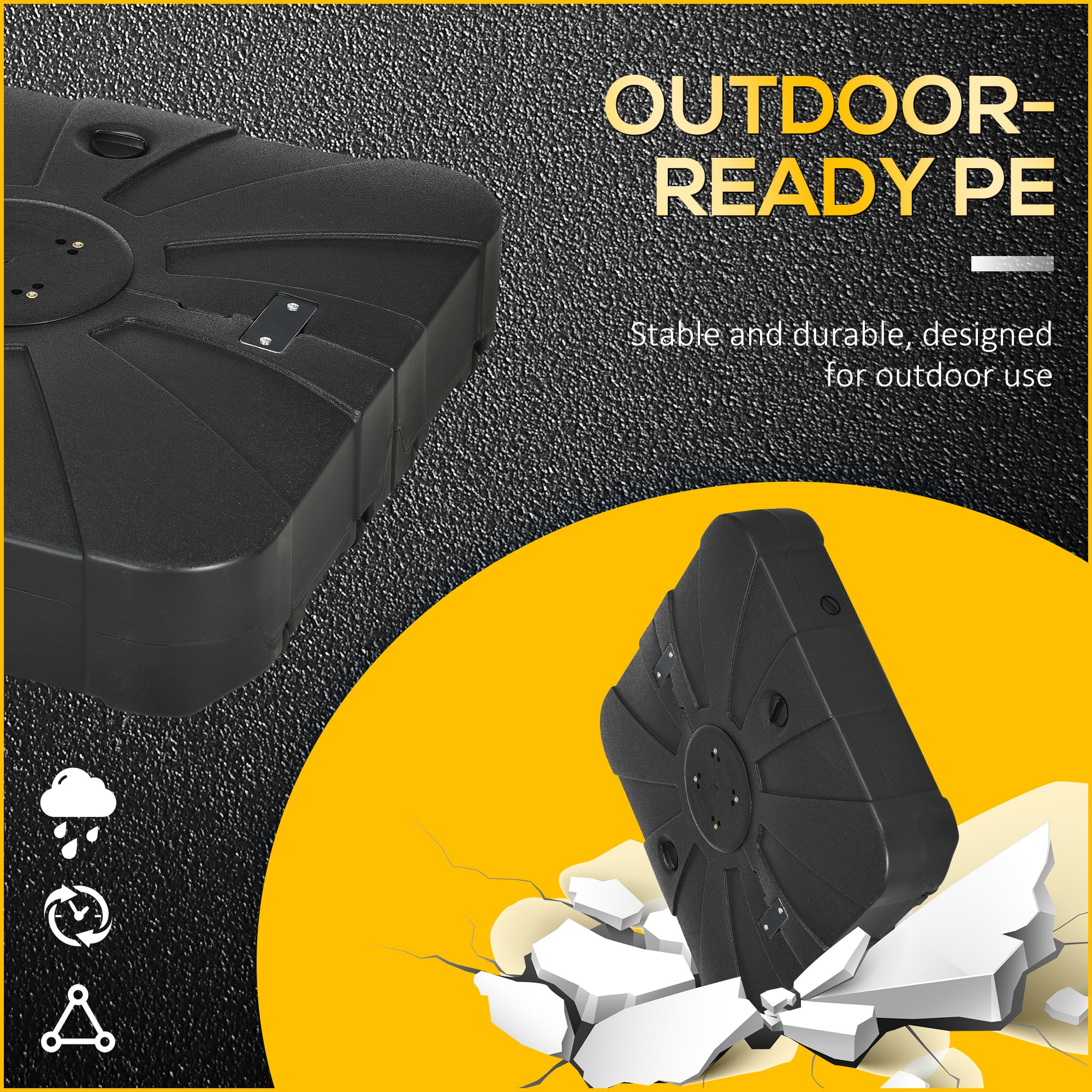 Fillable Cantilever Patio Umbrella Base with Wheels, Heavy-duty Offset Umbrella Weights with Spouts and Cross Base, 285lbs Sand or 220lbs Water Filled, Black Umbrella Bases at Gallery Canada