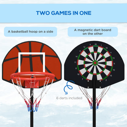 3-5ft Basketball Hoop and Stand with Magenic Dartboard and Darts, 15" Backboard, Weighted Base for Teens Youth Basketball   at Gallery Canada