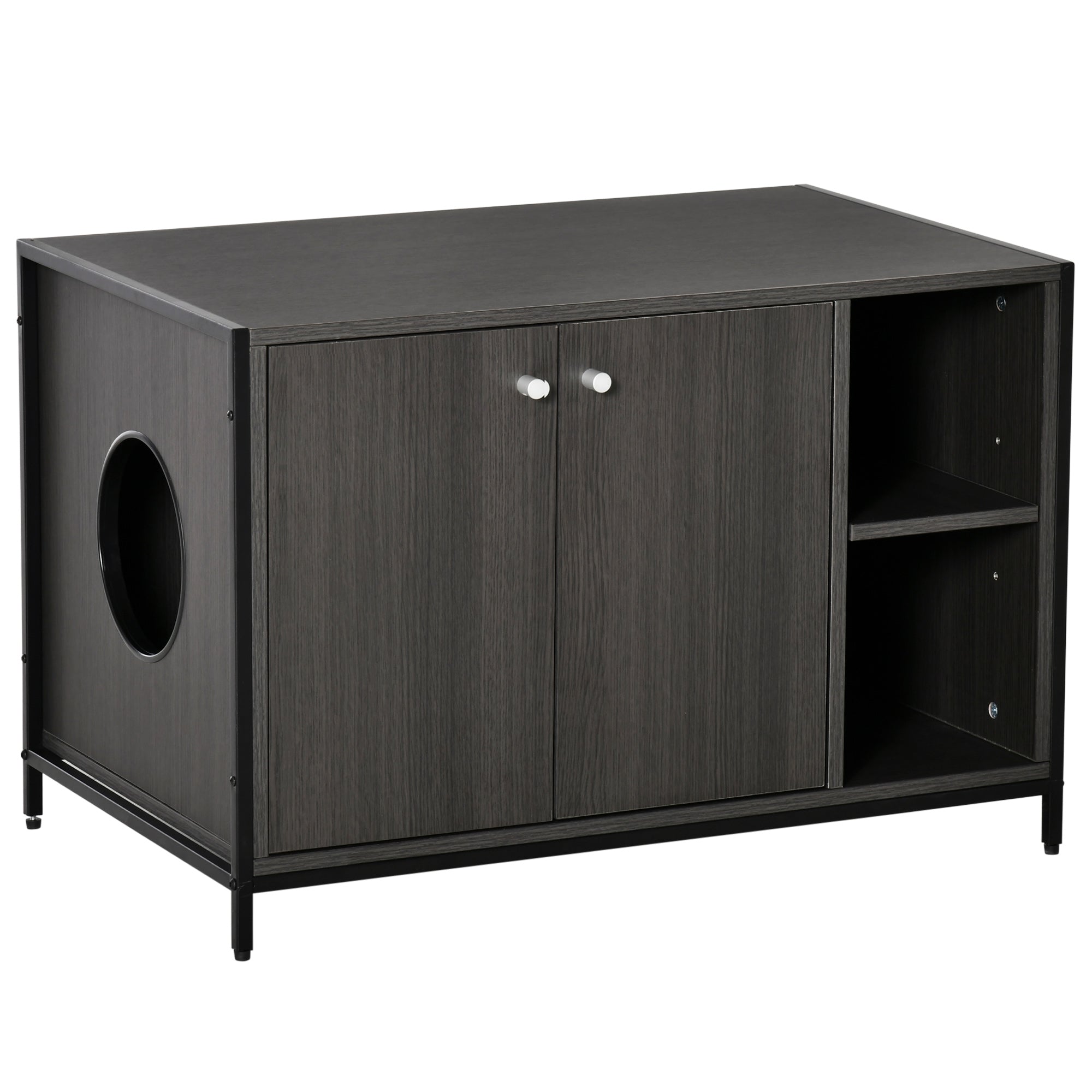 Double-Door Cat Litter Box Enclosure Cabinet with Storage, Black Cat Litter Box Enclosures Black  at Gallery Canada