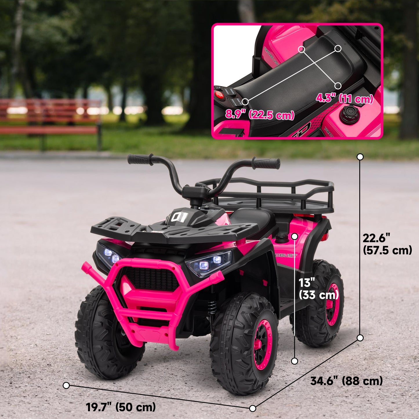 Kids ATV, 12V Battery Powered Electric Ride on Toy w/ Spring Suspension, Storage Basket, High &; Low Speed, Pink Electric Ride On Toys at Gallery Canada