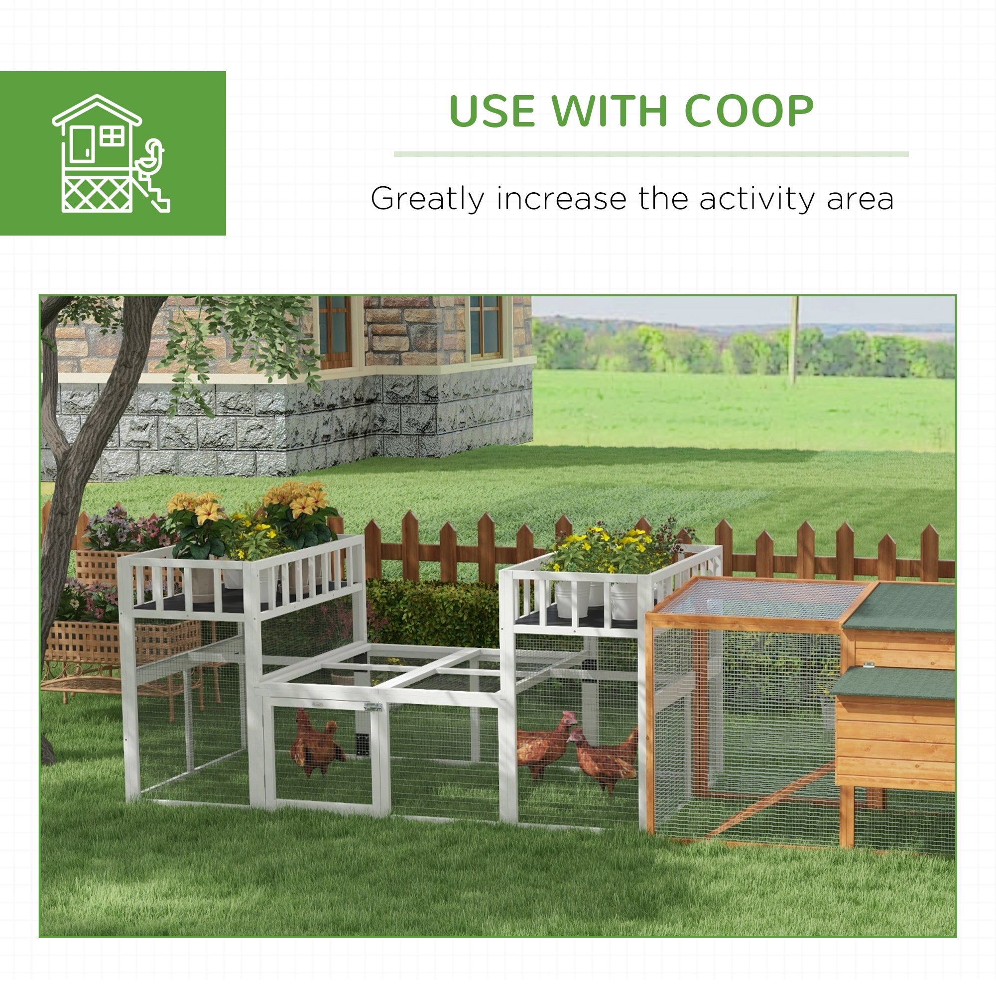 7.3' x 3.6' Wooden Chicken Coop Combinable Design with Storage Shelf for 2-4 Chickens, Ducks, Goose, Rabbits, White Chicken Coops at Gallery Canada