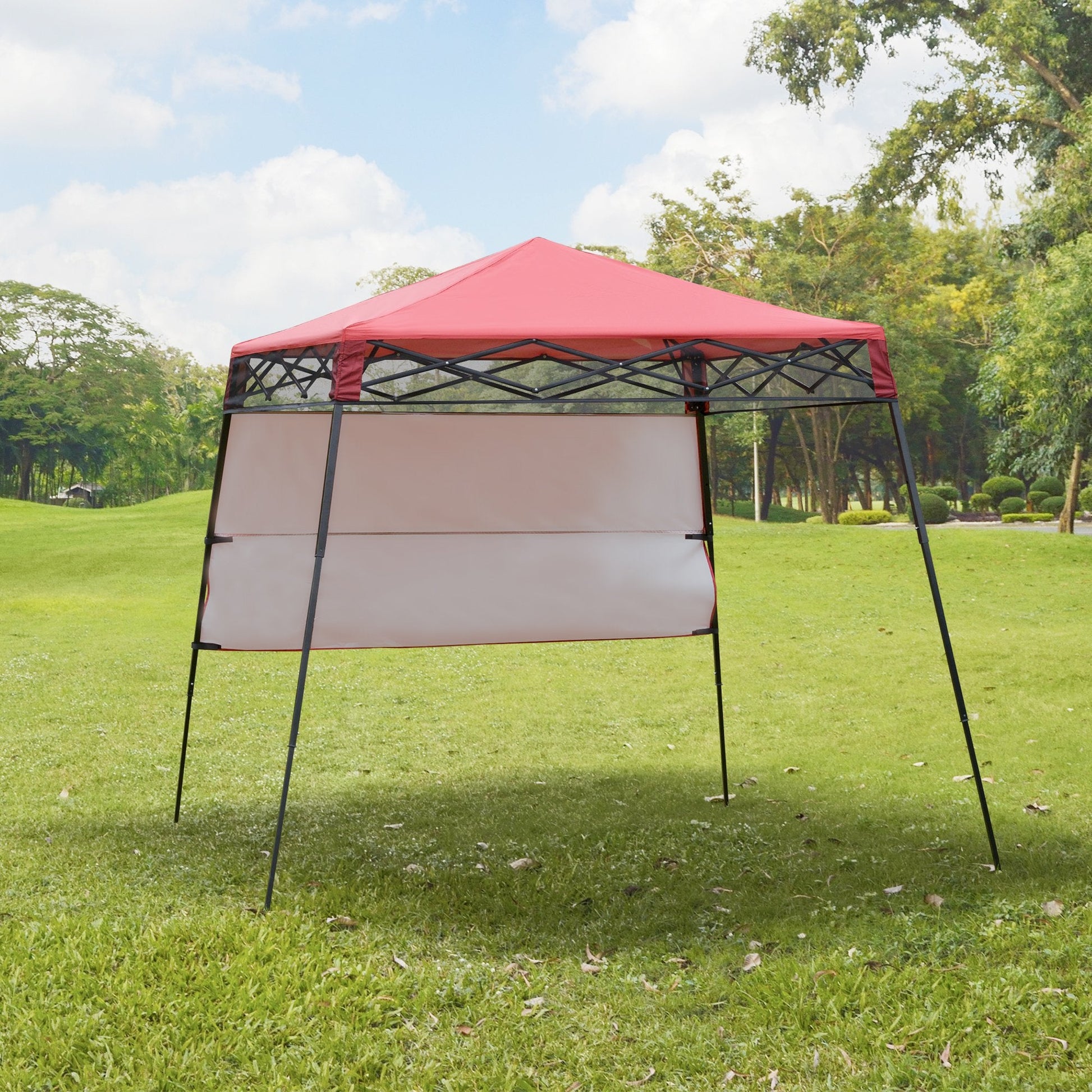7' x 7' Garden Foldable Pop Up Gazebo Tent with Backpack &; Adjustable Legs Outdoor Party Canopy, Red &; Black Pop Up Canopies   at Gallery Canada
