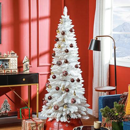 6ft White Christmas Tree, Flocked Pencil Christmas Tree with 376 Branch Tips and Metal Base for Home, Indoor, Holiday Pencil Christmas Trees   at Gallery Canada