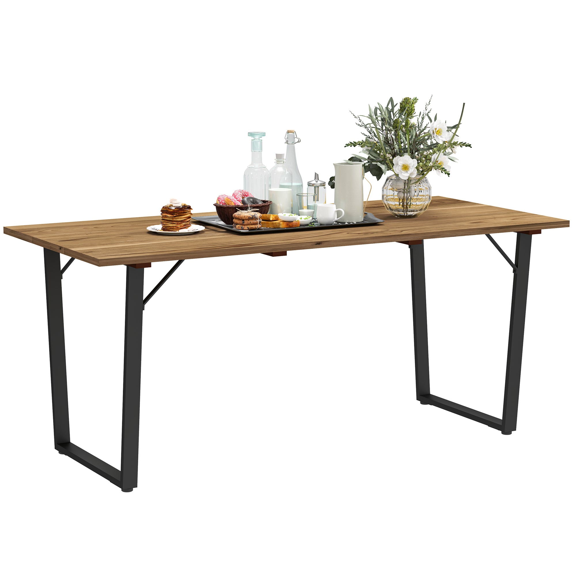 Wooden Outdoor Dining Table for 6 with 2