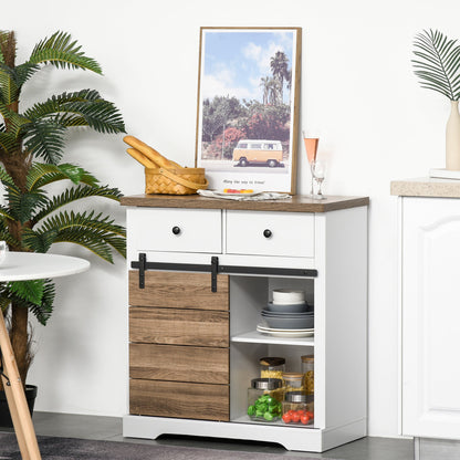 Rustic Barn Door Storage Cabinet, Farmhouse Buffet Sideboard for Kitchen and Dining Room White Bar Cabinets   at Gallery Canada