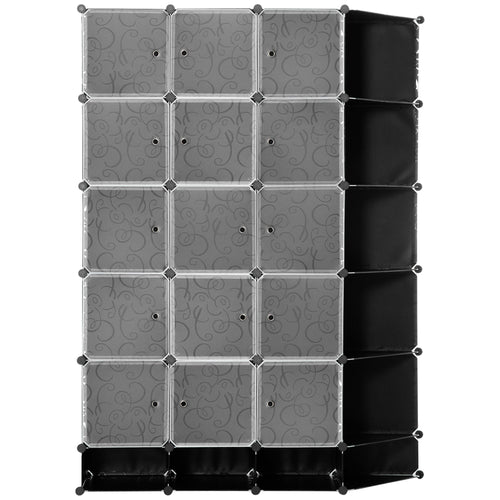 Cube Storage Organizer, DIY 20-Cube Modular Cabinet, Shoe Rack with Doors for Living Room, Black