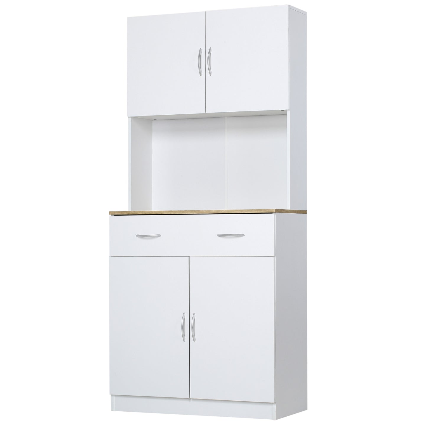 71" Freestanding Kitchen Pantry Cabinet with Adjustable Shelf, Countertop and Drawers, White Kitchen Pantry Cabinets   at Gallery Canada