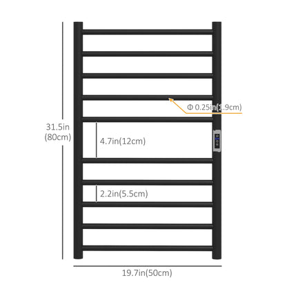 Wall Mounted Heated Towel Rack 10-Bar Electric Towel Warmer with Timer Adjustable Temperature Plug-in Bath Accessories   at Gallery Canada