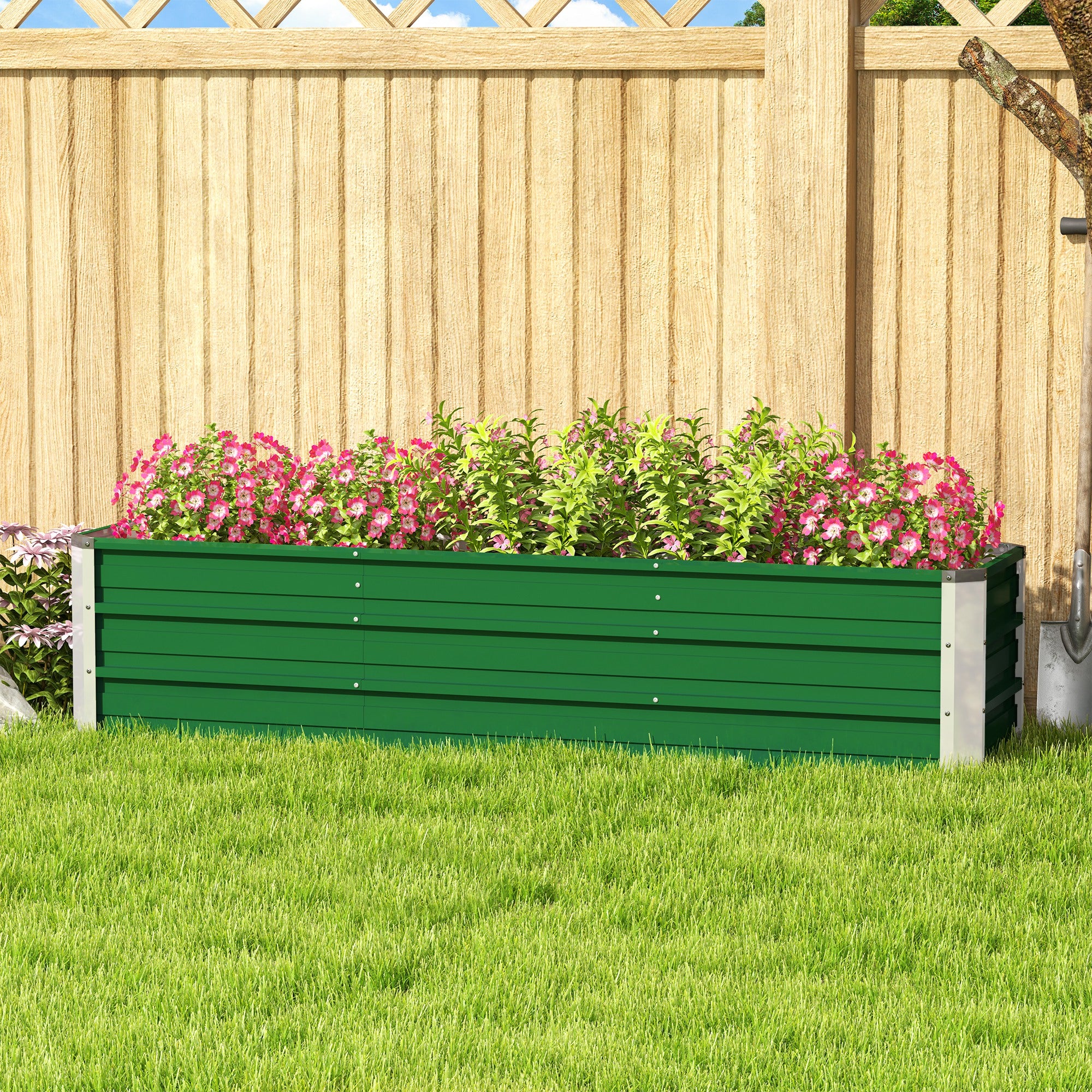 6' x 1.5' x 1.3' Galvanized Raised Garden Bed, Elevated Large Metal Planter Box w/ Install Gloves for Backyard, Patio to Grow Vegetables, Herbs, and Flowers, Green Galvanized Planter Boxes at Gallery Canada