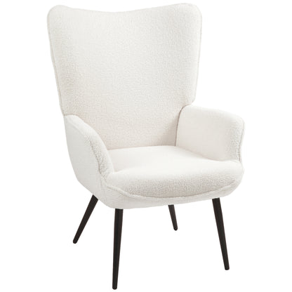 Accent Sherpa Chair, Upholstered Armchair, Fluffy Wingback Chair for Living Room, Reading Room, Cream White Accent Chairs   at Gallery Canada