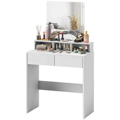 Makeup Vanity Desk with Mirror, for Bedroom, Modern Dressing Table with Drawers, Compartments, White Dressing & Vanity Tables   at Gallery Canada