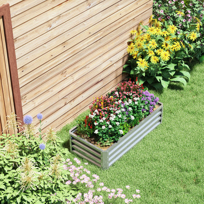 Galvanized Raised Garden Bed, Outdoor Planter Box for Vegetables, Flowers, Herbs, 4' x 2' x 1', Silver Raised Garden Beds at Gallery Canada