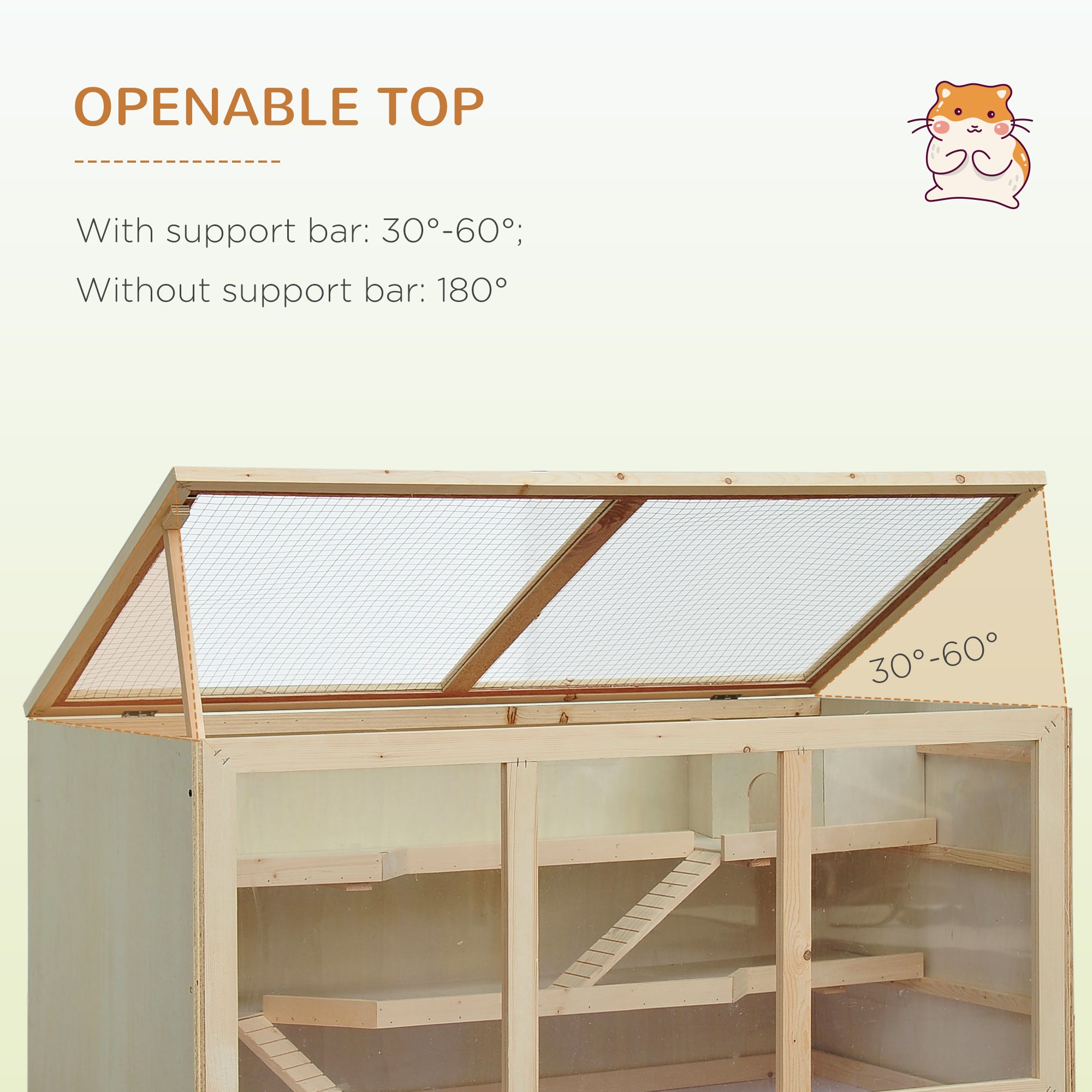 Wooden Hamster Cage Rat Cage with Slide, Tray, Natural Wood Hamster Cages at Gallery Canada