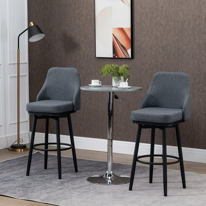 Extra Tall Bar Stools Set of 2, Modern 360° Swivel Barstools, Dining Room Chairs with Steel Legs Footrest, Charcoal Grey Bar Stools   at Gallery Canada