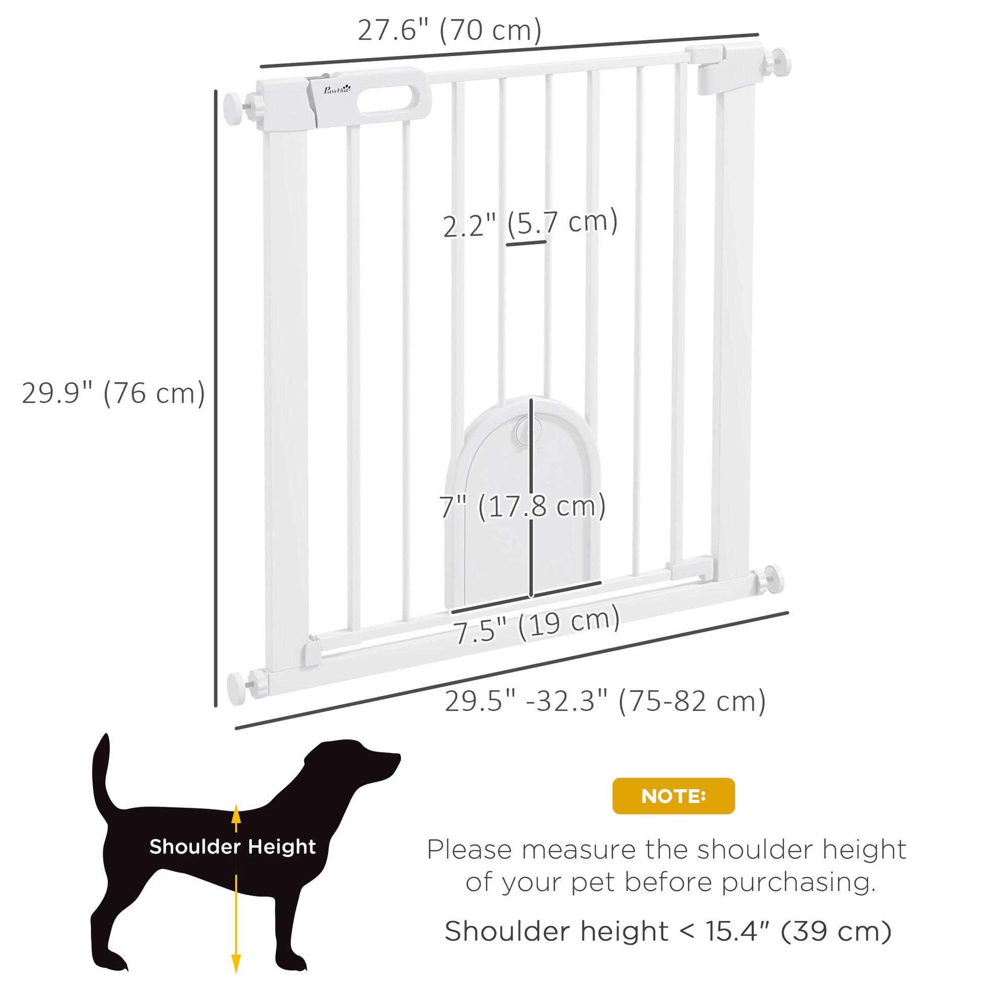 30"-32" Extra Wide Pet Gate Barrier with Small Door, White Houses, Kennels & Pens   at Gallery Canada