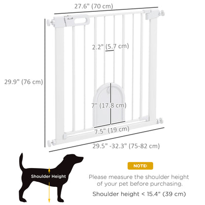 30"-32" Extra Wide Pet Gate Barrier with Small Door, White Houses, Kennels & Pens   at Gallery Canada