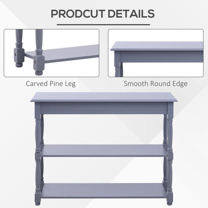 Console Table Modern Sofa Table with 2 Tier Shelves for Living Room, Entryway, Bedroom, Grey Console Tables   at Gallery Canada