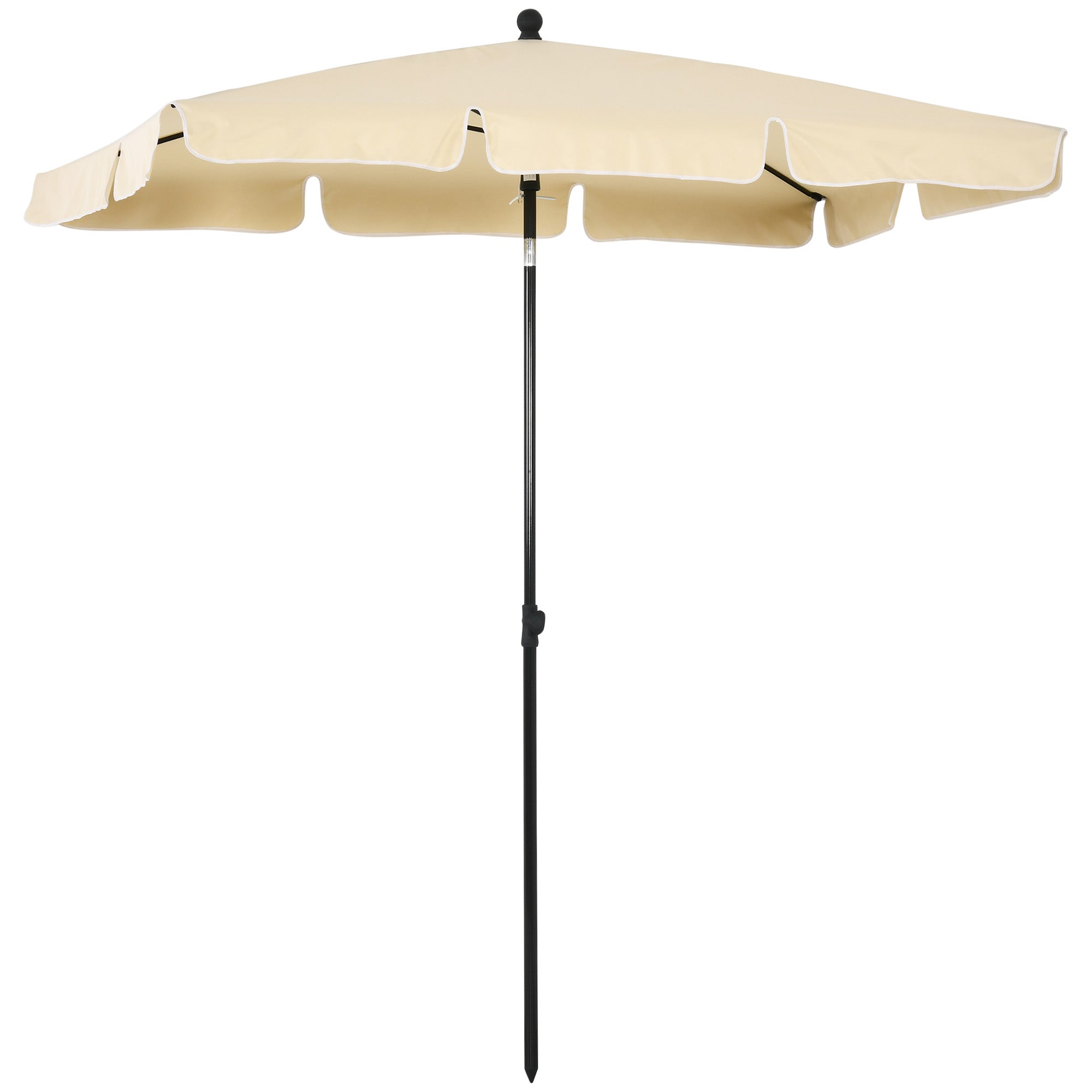 6.5x4ft Rectangle Patio Umbrella Aluminum Tilt Adjustable Garden Parasol Sun Shade Outdoor Canopy Beige Sun Umbrellas Beige and Black  at Gallery Canada