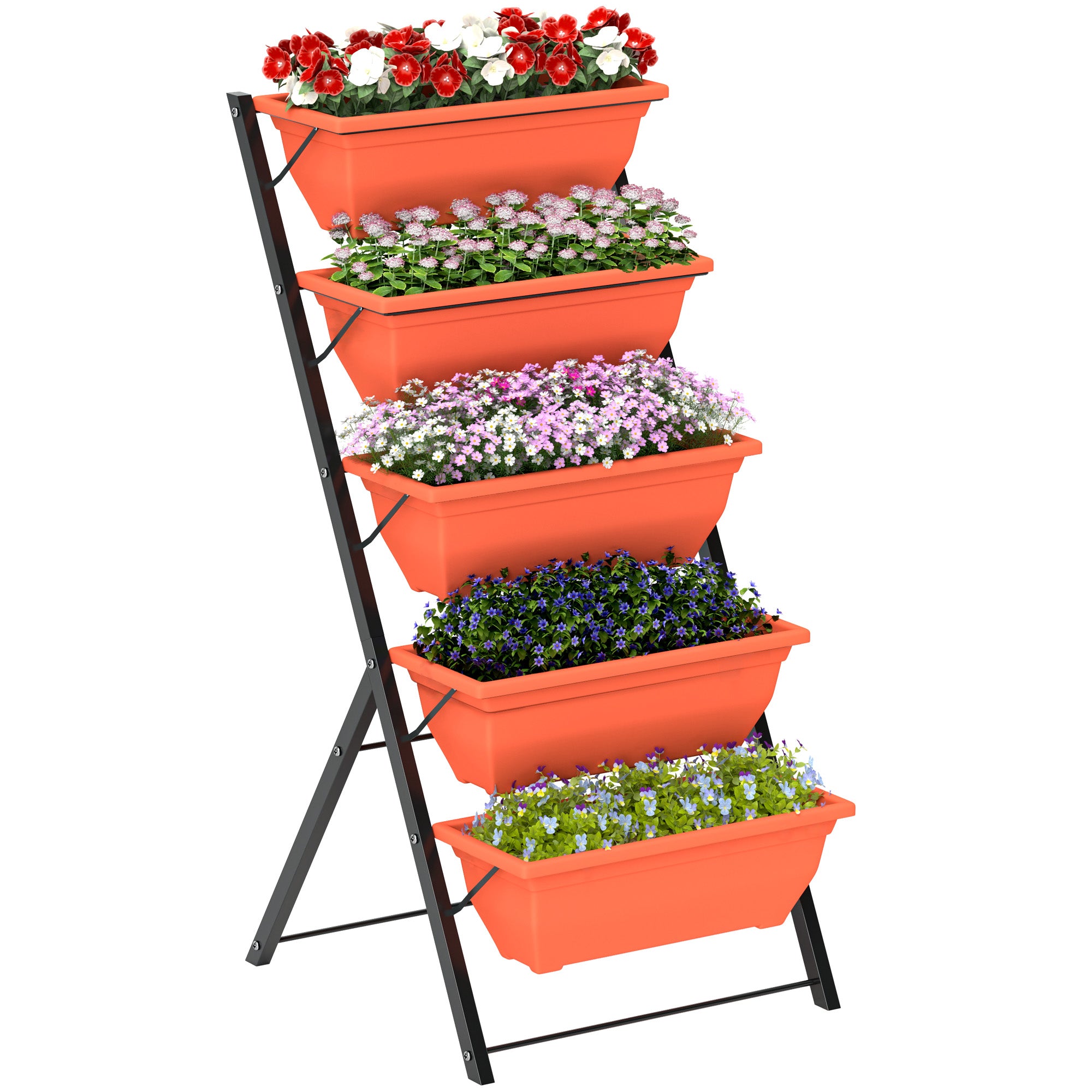 5-Tier Raised Garden Bed Plant Stand Flower Pots with Leaking Holes Red Plant Stands at Gallery Canada