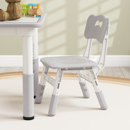 3 Pieces Toddler Table and Chair Set, Height Adjustable Kids Table and Chair Set w/ Storage, for Playroom Grey Kids Table Sets   at Gallery Canada