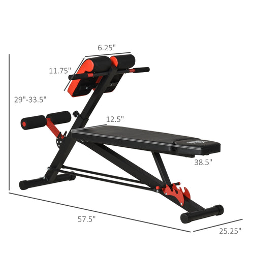 Adjustable Weight Bench Roman Chair Exercise Training Multi-Functional Hyper Extension Bench Dumbbell Bench Ab Sit up Decline Flat Black and Red