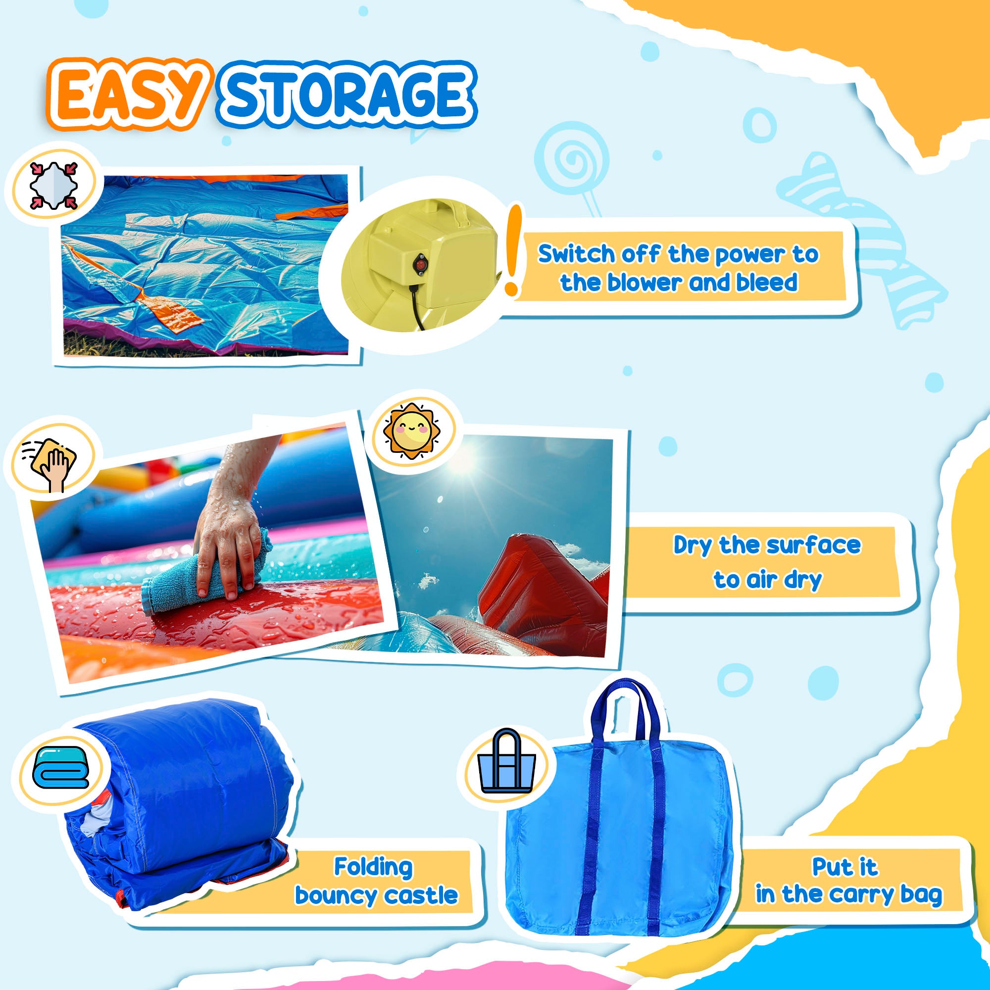 Kids 5 in 1 Inflatable Bounce Castle House, Trampoline Water Slide Pool Climbing Wall with Inflator for Kids Age 3-12 Summer 12.4' x 10.5' x 6.9' - Multi-color Inflatables at Gallery Canada