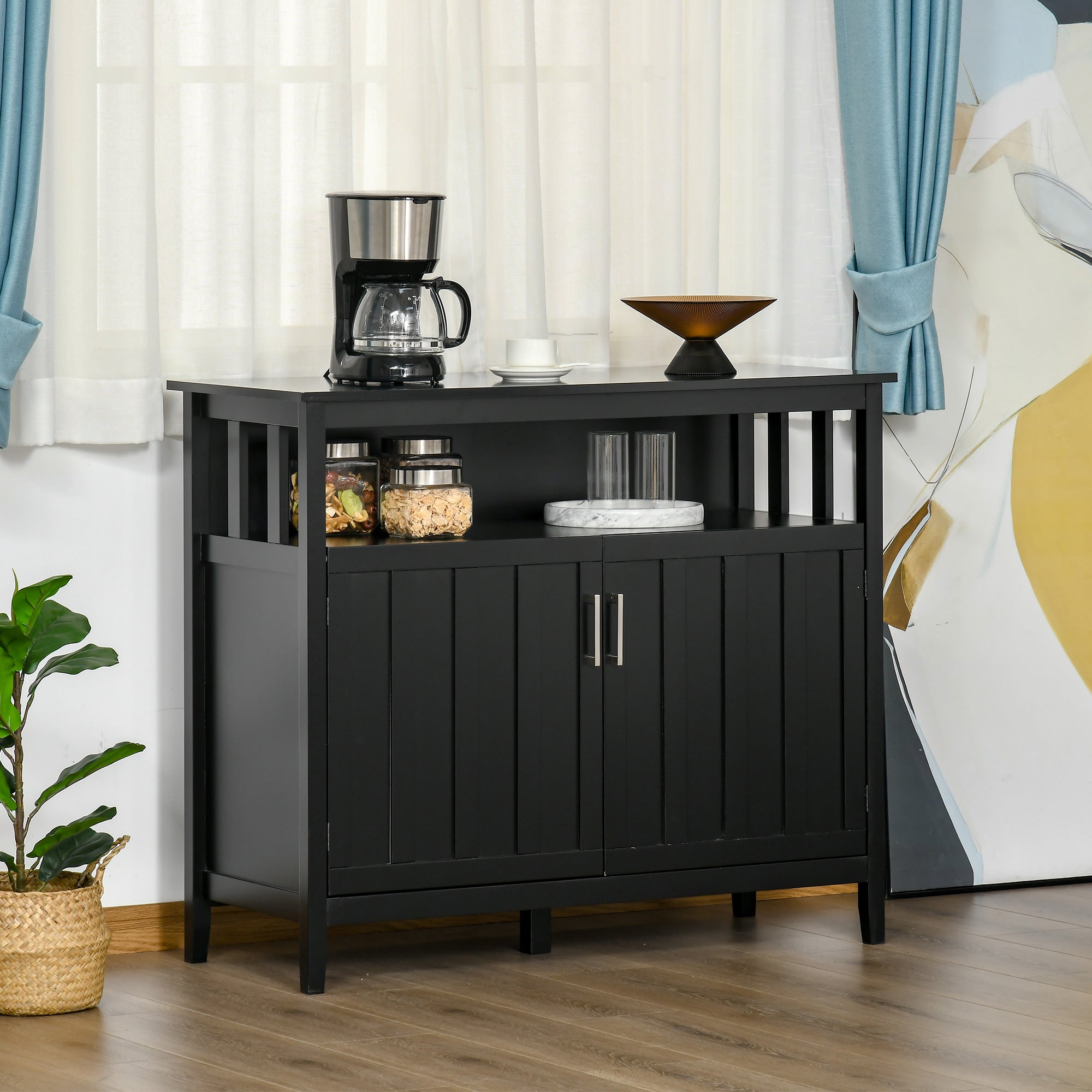 Sideboard Buffet Server Storage Cabinet Console Table with 2 Doors and Adjustable Shelves for Kitchen &; Dining Room, Black Bar Cabinets   at Gallery Canada