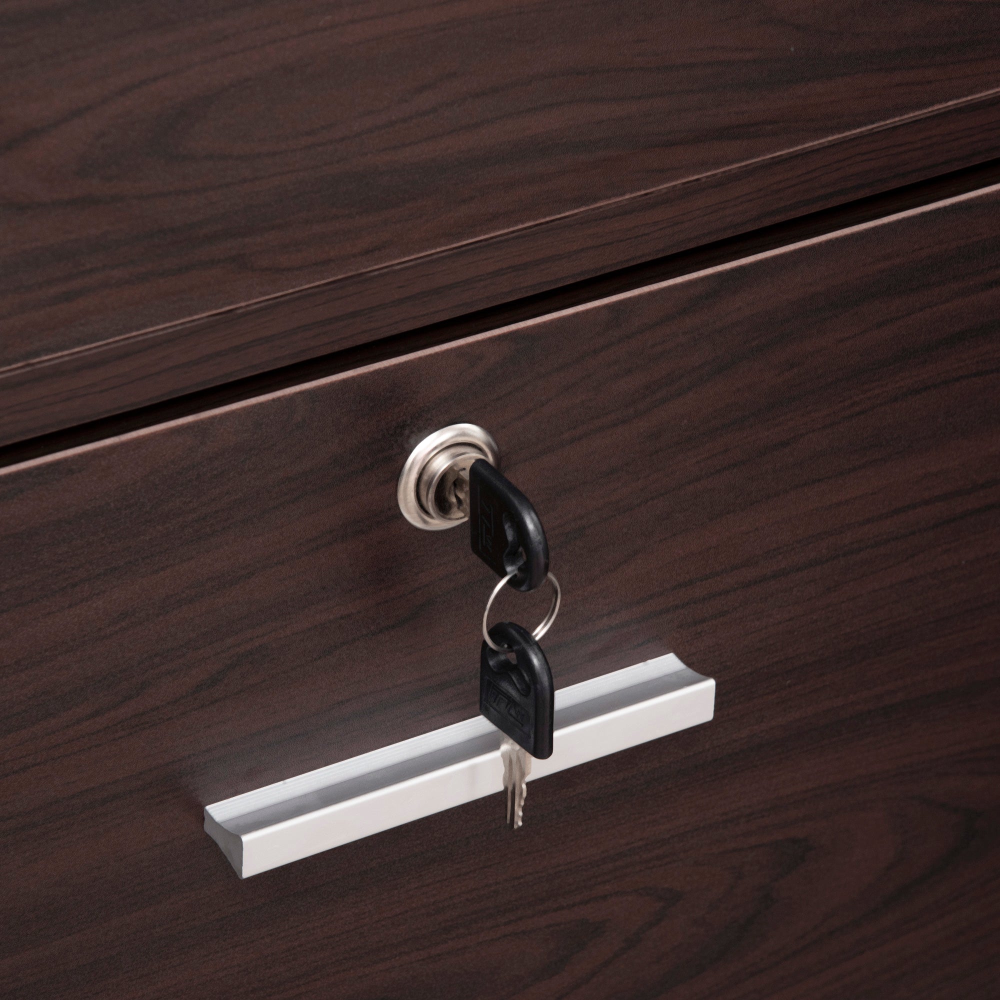 Lateral Filing Cabinet with Wheels, Locking File Cabinet, Mobile Printer Stand with Open Shelves and Drawers for A4 Size Documents, Walnut Office Cabinets & Cupboards at Gallery Canada