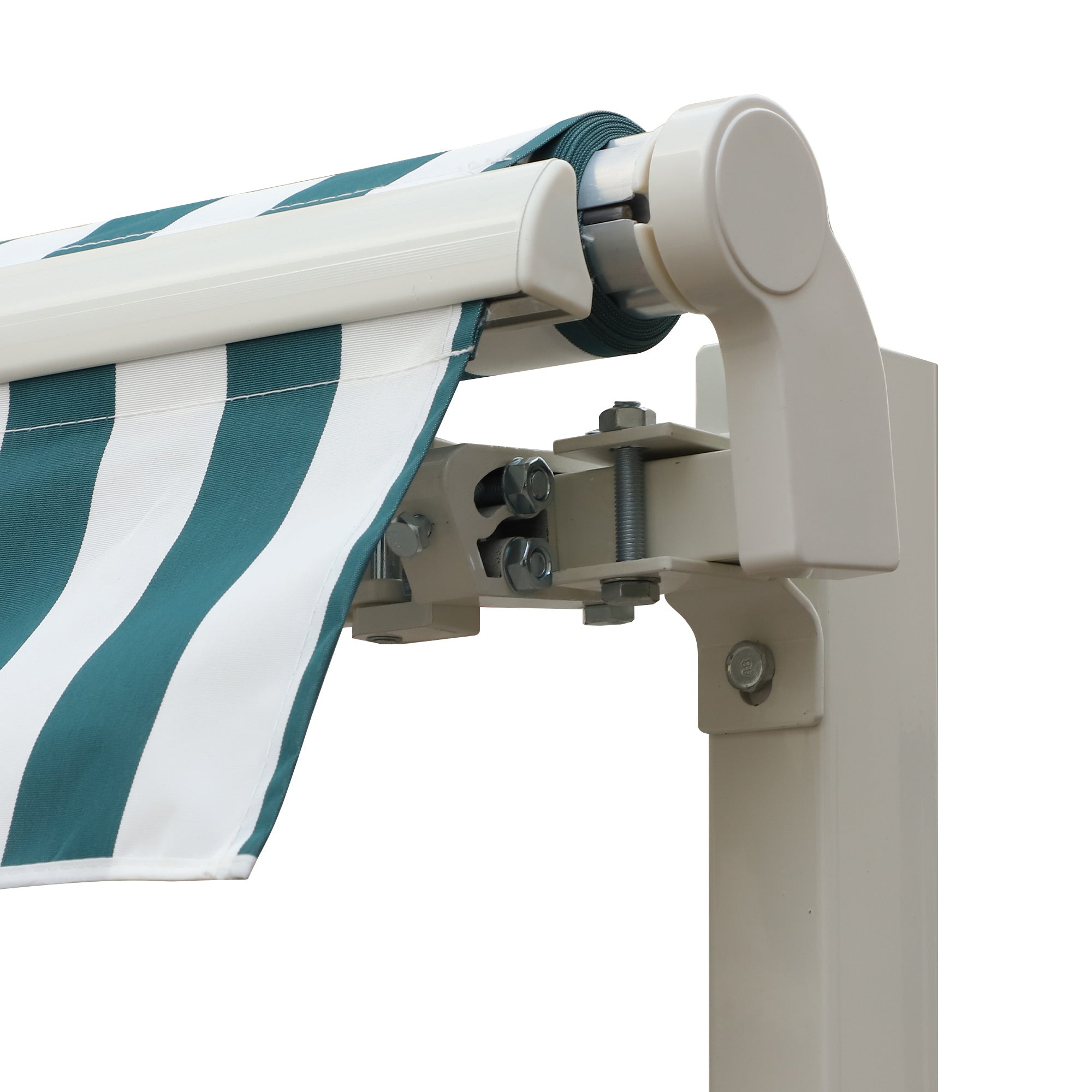 12' x 10' Manual Retractable Awning Outdoor Sunshade Shelter for Patio, Balcony, Yard, with Adjustable &; Versatile Design, Green and White Deck Awnings at Gallery Canada