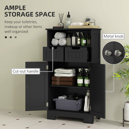 Freestanding Bathroom Cabinet with Adjustable Shelf and Drawers, Small Cabinet for Bathroom, Living Room, Black Bathroom Cabinets at Gallery Canada