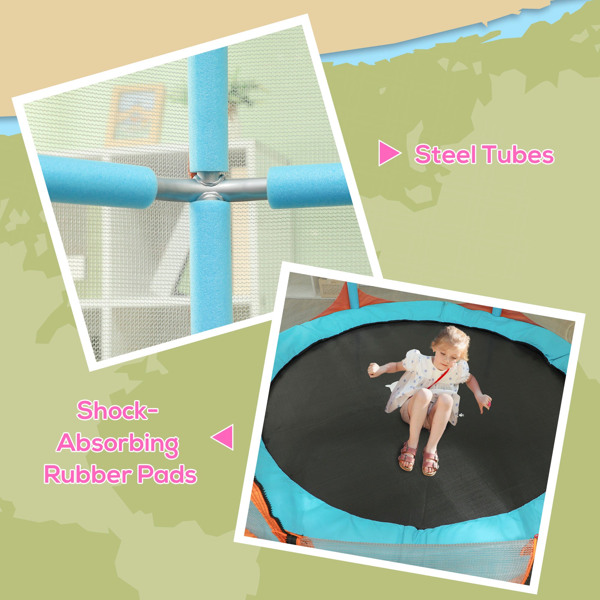 Trampoline for Kids, 4.6FT Mini Toddler Trampoline Indoor Outdoor with Handlebar, Safety Enclosure Net, Blue Trampolines at Gallery Canada