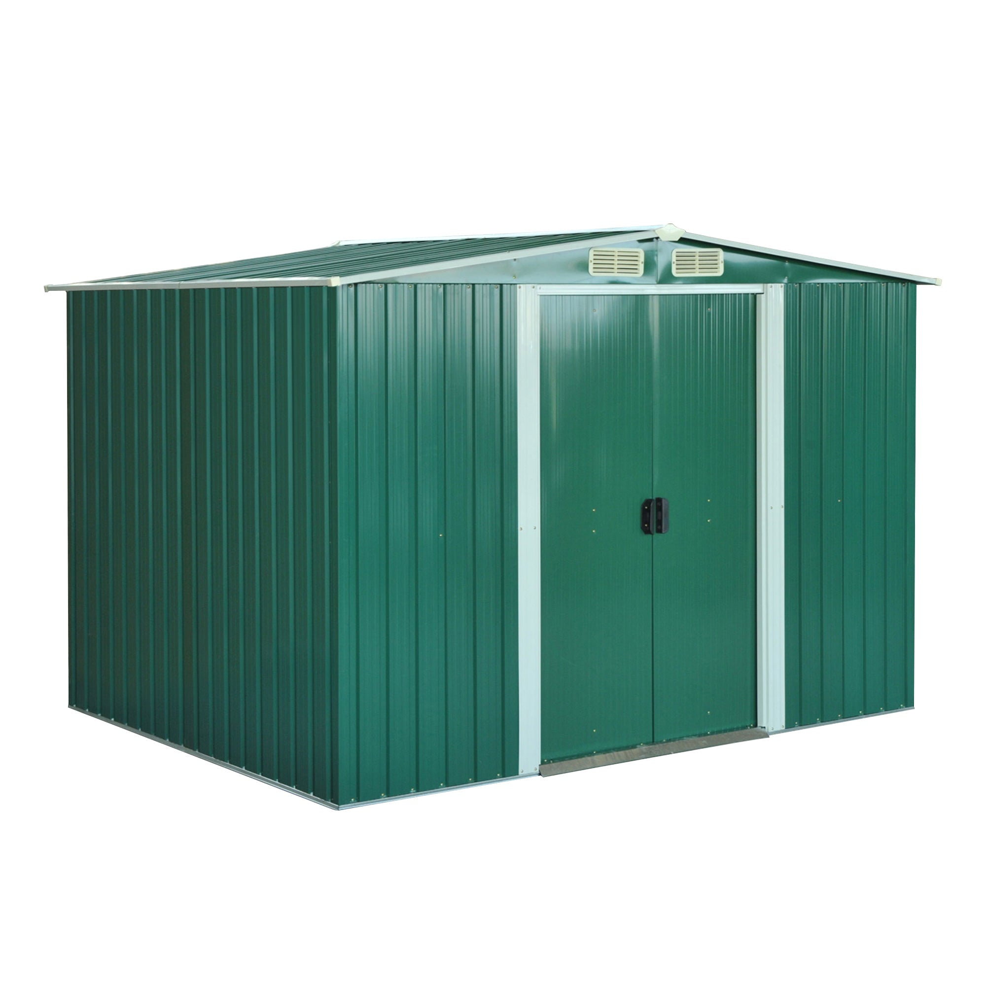 8.5' x 6.8' x 5.8' Practical Backyard Garden Storage Tool Shed Double Sliding Door 4 Ventilation Slots, Green Sheds Green  at Gallery Canada