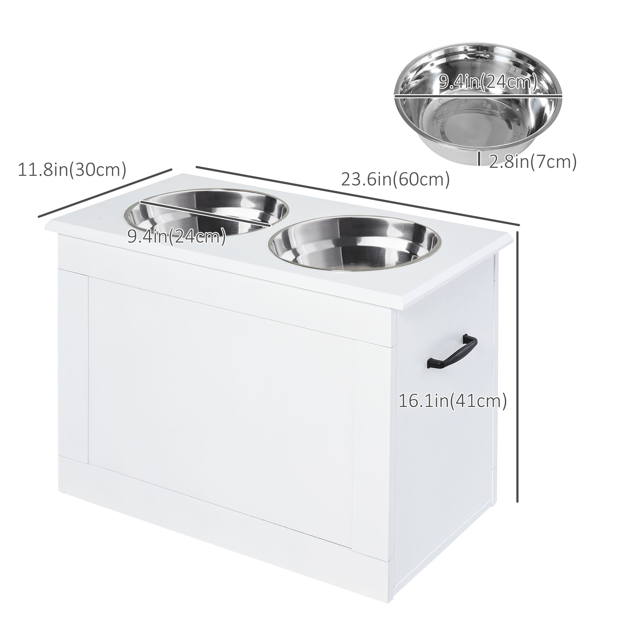 Large Elevated Pet Feeder with Storage Dog Pet Diner Function 2 Stainless Steel Dog Bowls Elevated Base for Large Dogs and Other Large Pet, White Dog Bowls at Gallery Canada