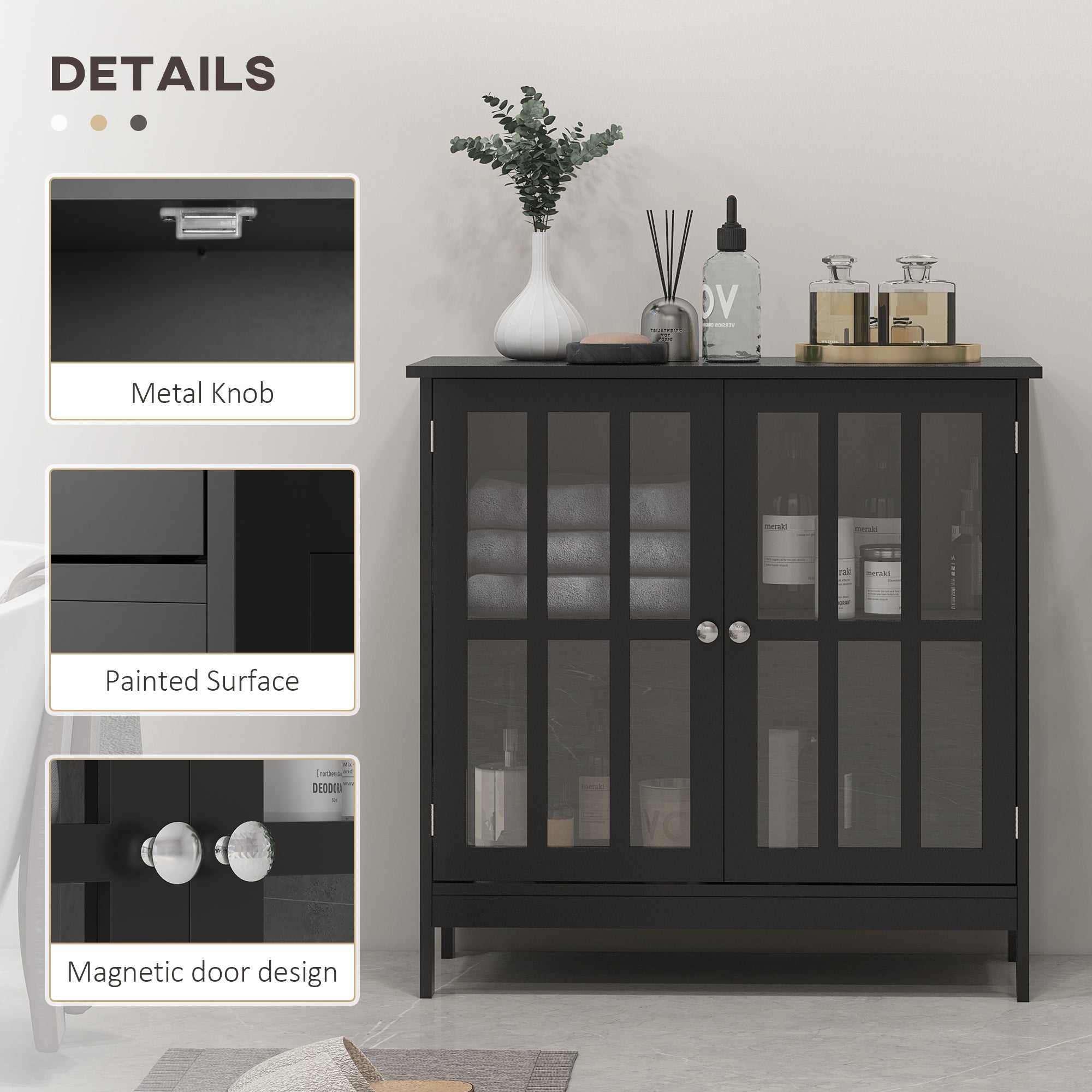 Kitchen Buffet Cabinet with 2 Doors, Modern Sideboard for Dining Room, Hallway, Living Room, Black Bar Cabinets   at Gallery Canada