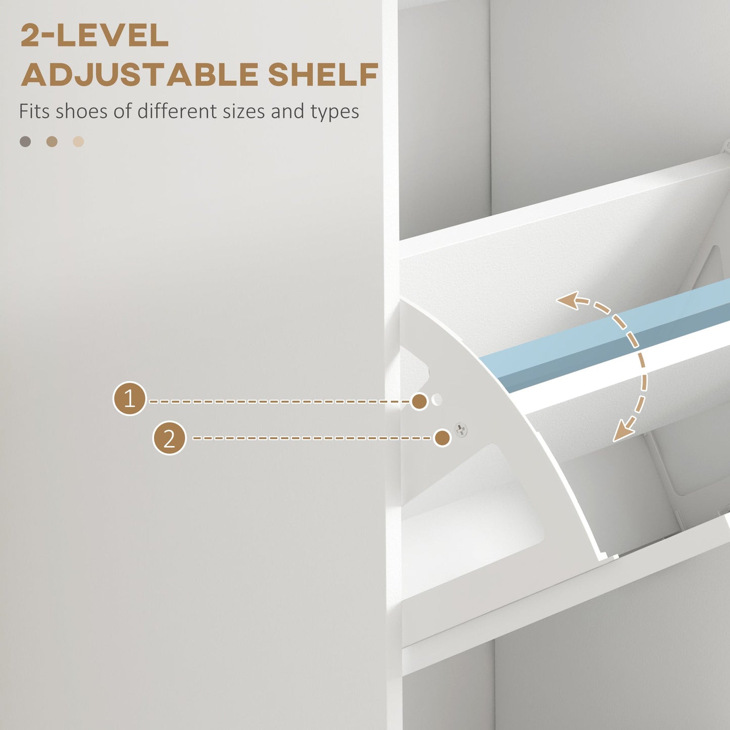 Shoe Storage Cabinet with 3 Flip Drawers and Adjustable Shelves, Narrow Shoe Cabinet for 15 Pairs of Shoes, White Shoe Storage Cabinets & Racks   at Gallery Canada