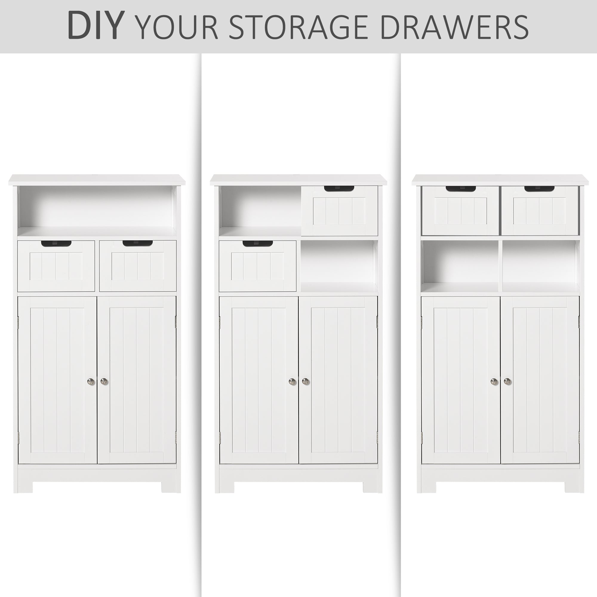 Bathroom Storage Cabinet Floor with Adjustable Shelf and Drawers Side Cabinet for Living Room Entryway Office White Bathroom Cabinets   at Gallery Canada